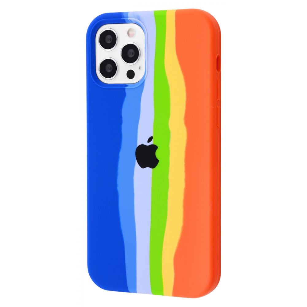 Чохол із м'якою підкладкою PRC Rainbow Silicone Case iPhone 12/12 Pro blue/orange З малюнком Помаранчевий