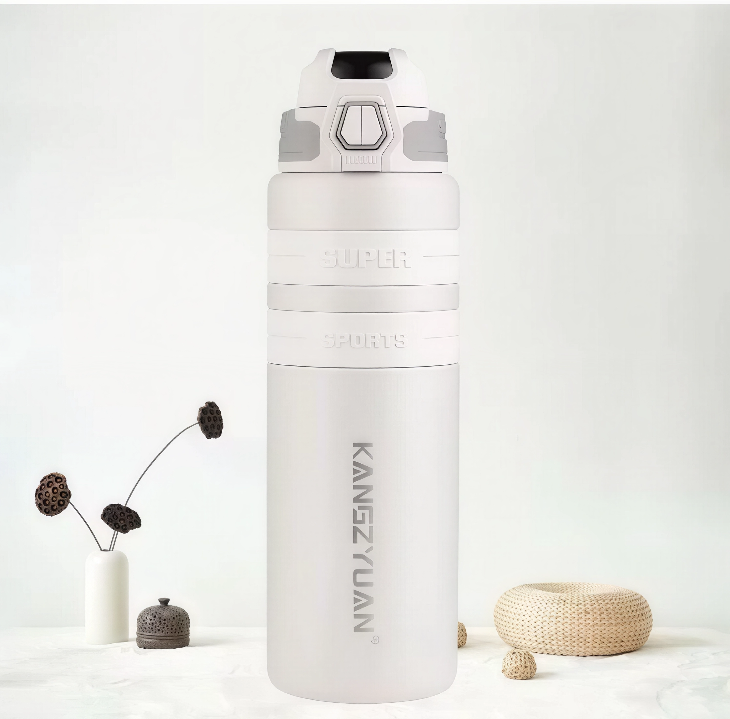 Термос бутылка из нержавеющей стали KANGZYUAN с двойной стенкой вакуумный 800 мл Белый (2466156305) - фото 10 Термос бутылка из нержавеющей стали KANGZYUAN с двойной стенкой вакуумный 800 мл Белый (2466156305) - фото 10