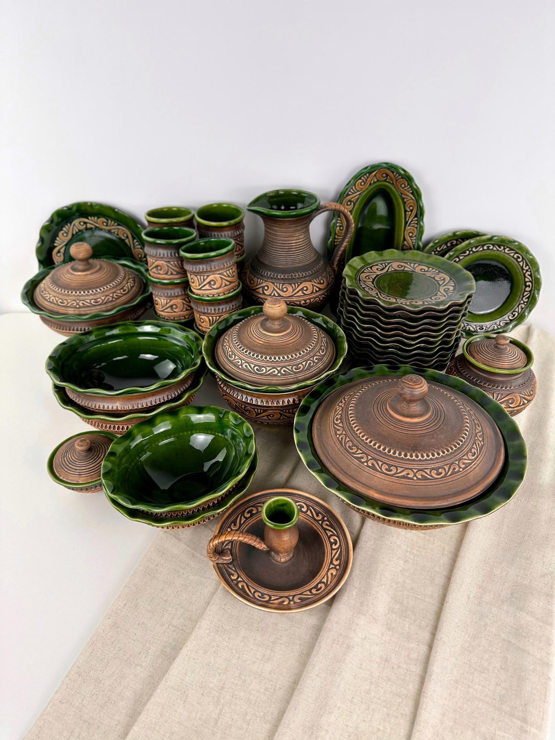 Набор глиняной посуды Рождество на 12 человек Гражда Коричневый (17019-43)