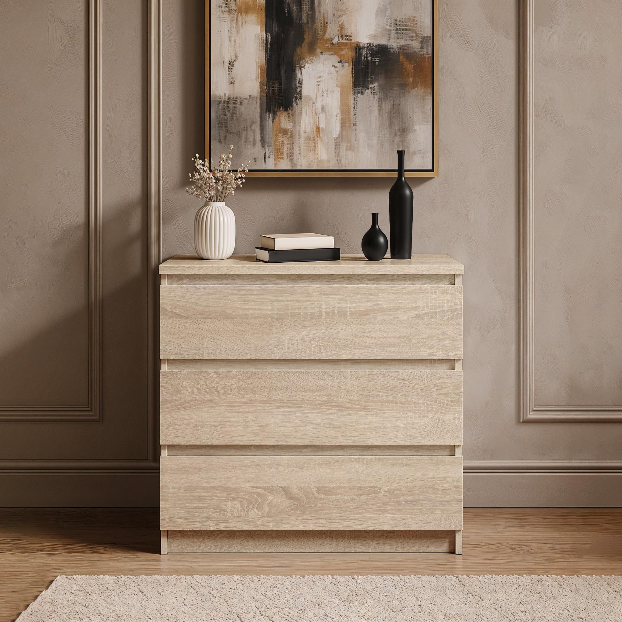 Комод на 3 ящика без ручек FT-214 800х400х755 мм Дуб сонома - фото 1