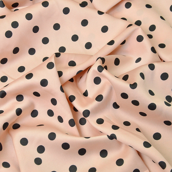 Ткань атлас IDEIA Горошек 1,5 м Черный/Пудровый (2200004183114)