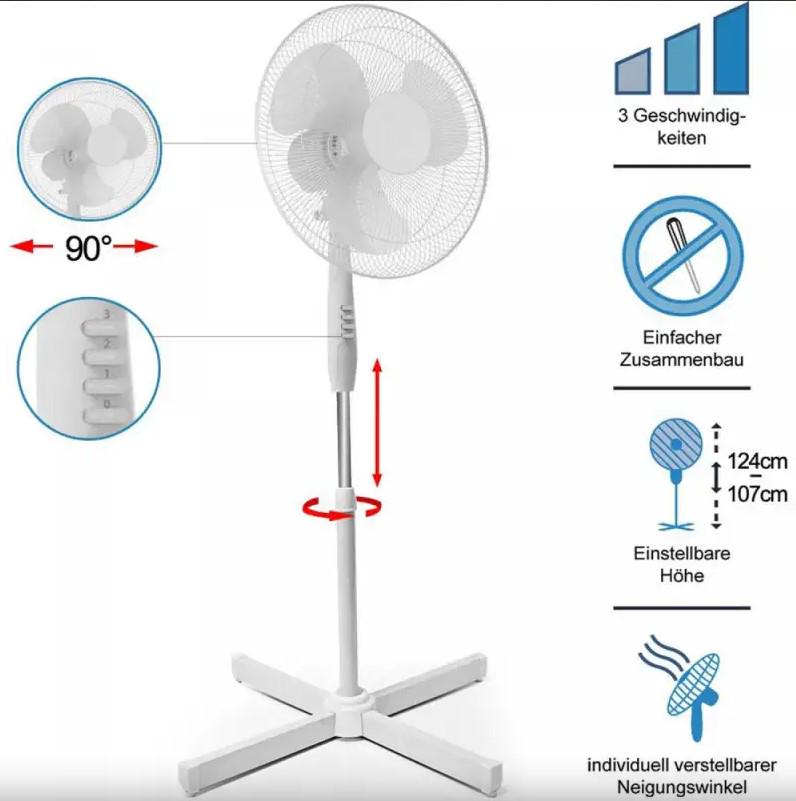 Вентилятор напольный Standventilator 3 скорости 40 см 60 Вт (19418860) - фото 6