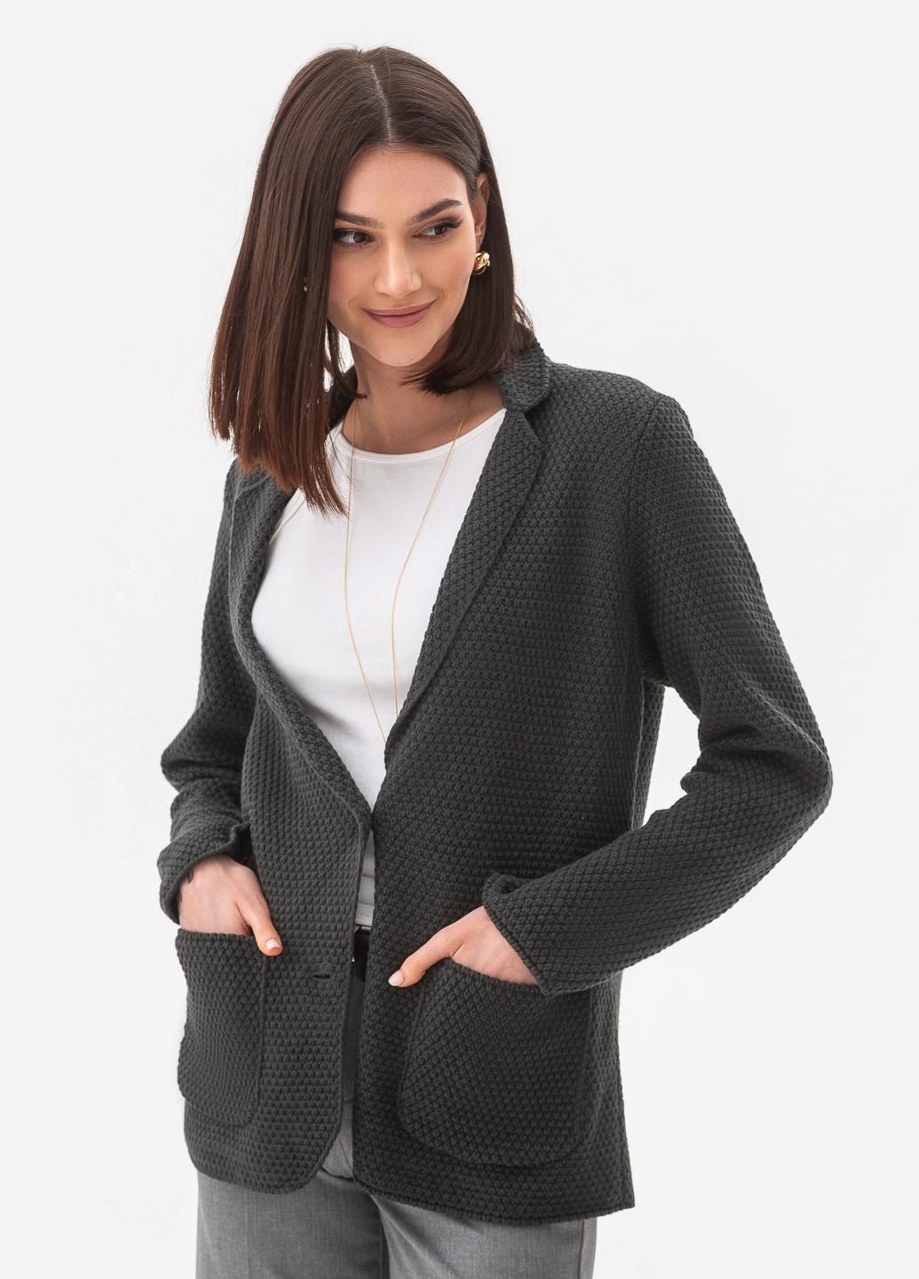 Пиджак женский рисовой вязки SVTR р. 48-50 Темно-серый (598)