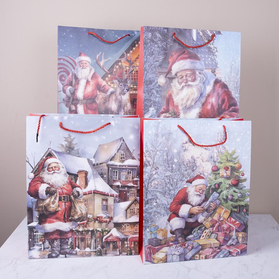 Подарочный пакет Санта новогодний L 40x31x12 см (1351-70)