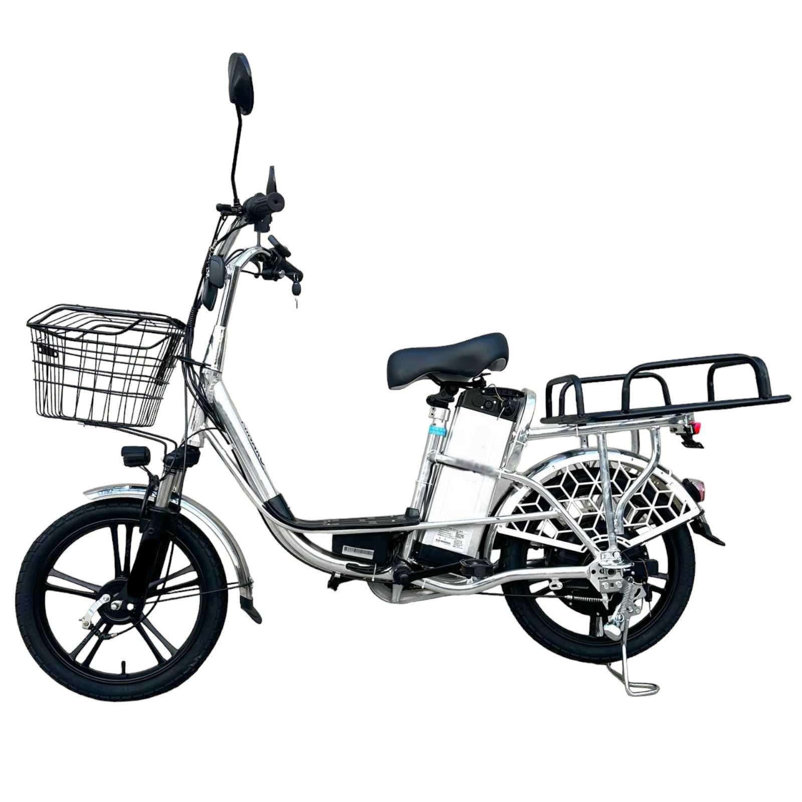 Электровелосипед Minako U18 двухмеСиний 18" 600 W/48 V/18 Ah с грузовым усиленным багажником Серый