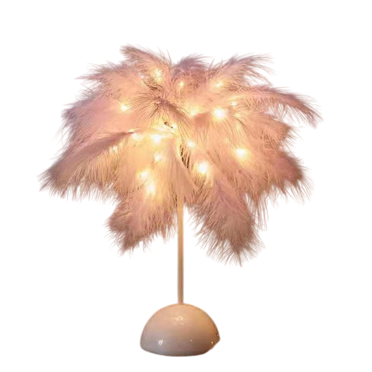 Світильник-нічник пір'я на дереві декоративний 21 см Pink
