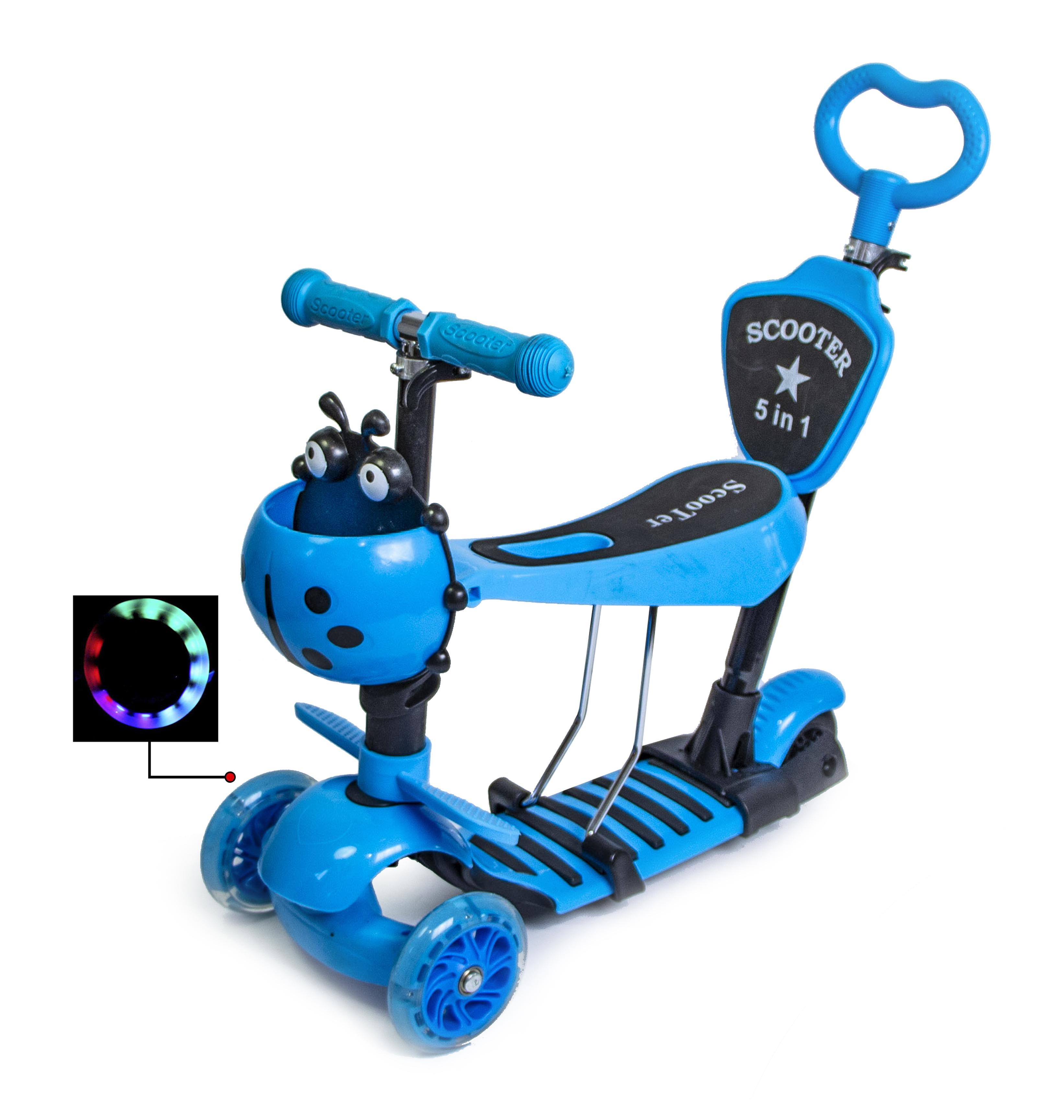 Самокат Scooter Божья коровка 5в1 многофункциональный Blue - фото 2