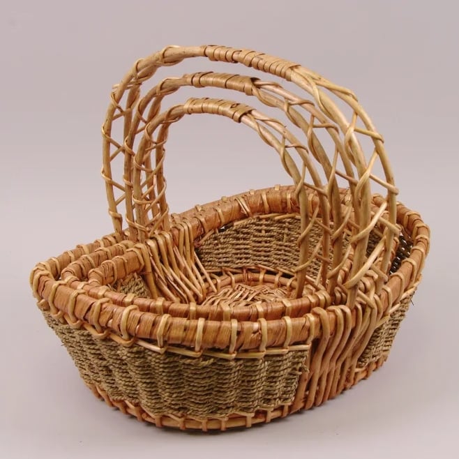 Комплект корзин из лозы Flora 3 шт. Бежевый (37913)