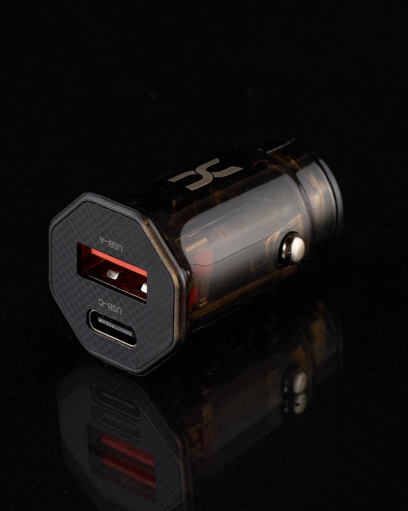 Зарядка автомобильная быстрая DC TC-20 QC3,0 24W PD 30W 2 USB 36W кабель Lightning Brown (34738) - фото 2