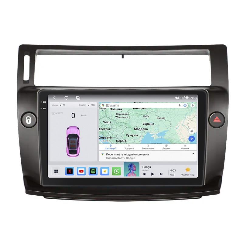 Автомагнитола штатная Lesko для Citroen C4 I Рестайлинг 2008-2011 4/64 QLED CarPlay 4G Wi-Fi GPS Prime 9" (22392051)