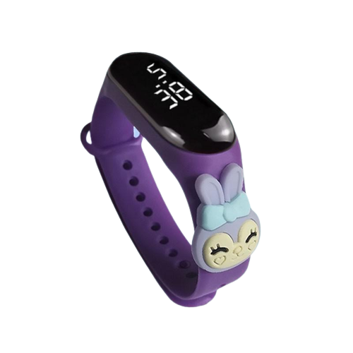 Часы электронные детские сенсорные с 3D браслетом Крольчиха Hello Kitty водонепроницаемые Фиолетовый (1000073)