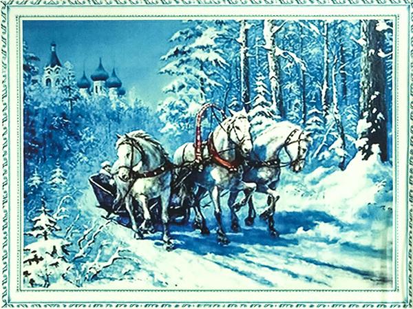 Набор алмазной вышивки на подрамнике Тройка лошадей 50x40 см (АЛП-347)