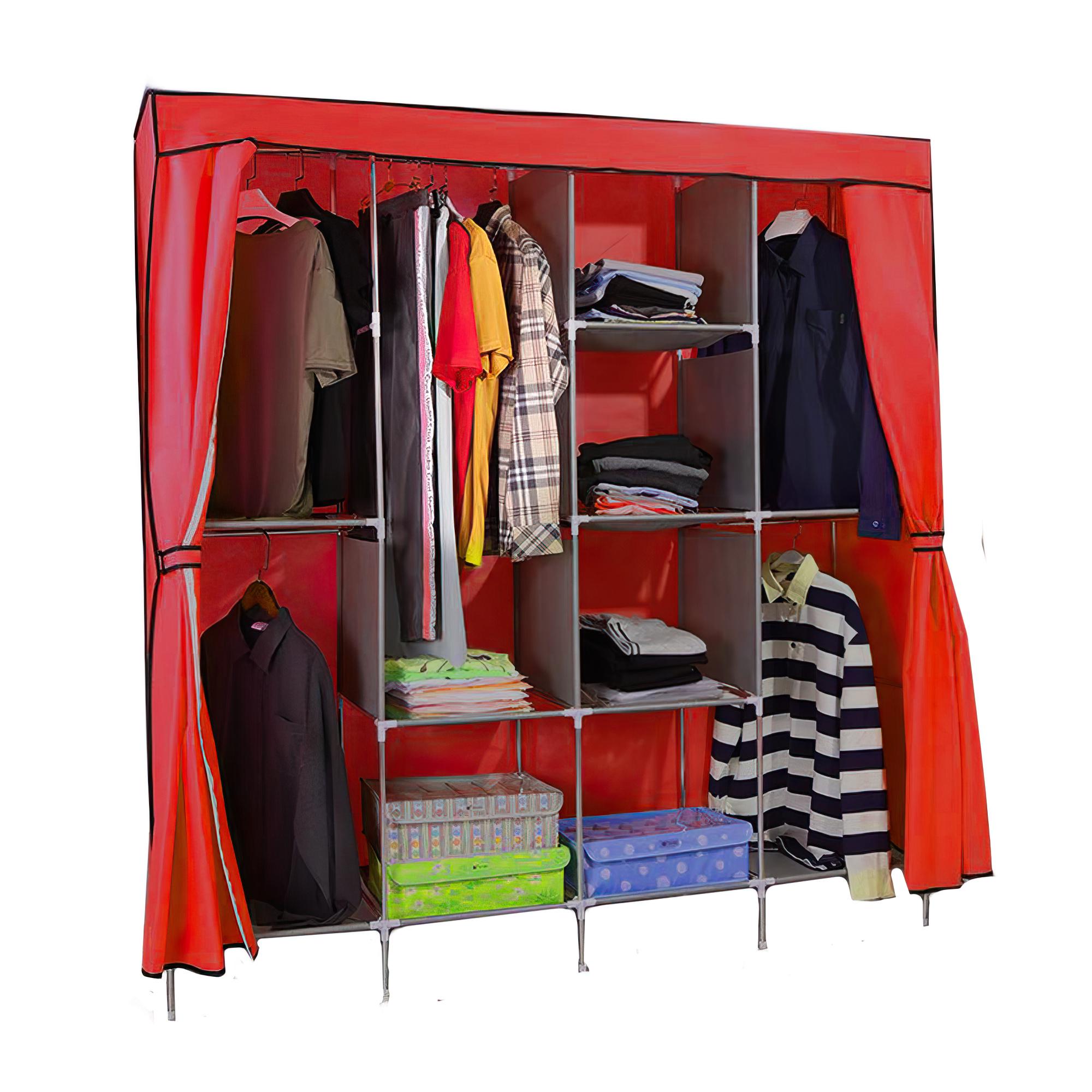 Тканинна шафа для одягу Storage Wardrobe 88165 на 4 секції Бордовий (N-2) Тканинна шафа для одягу Storage Wardrobe 88165 на 4 секції Бордовий (N-2)