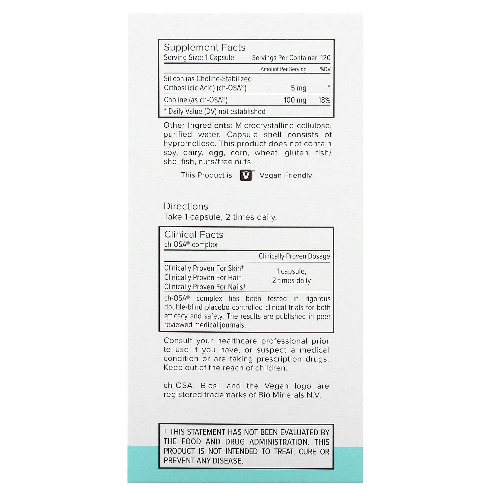 Холин и кремний Natural Factors BioSil Collagen Generator ch-OSA улучшенный источник коллагена 120 капс. - фото 2
