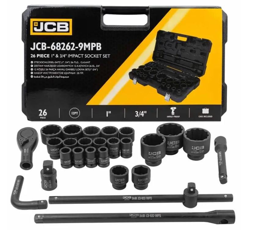 Набор инструментов ударных JCB Tools 68262-9MPB 26 ед. 3/4" 1"