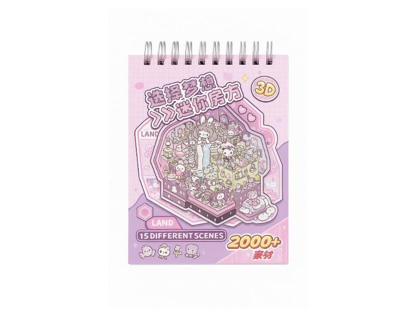 Блокнот з 3D наклейками для створення міні кімнат з Капібарою 15 інтер'єрів