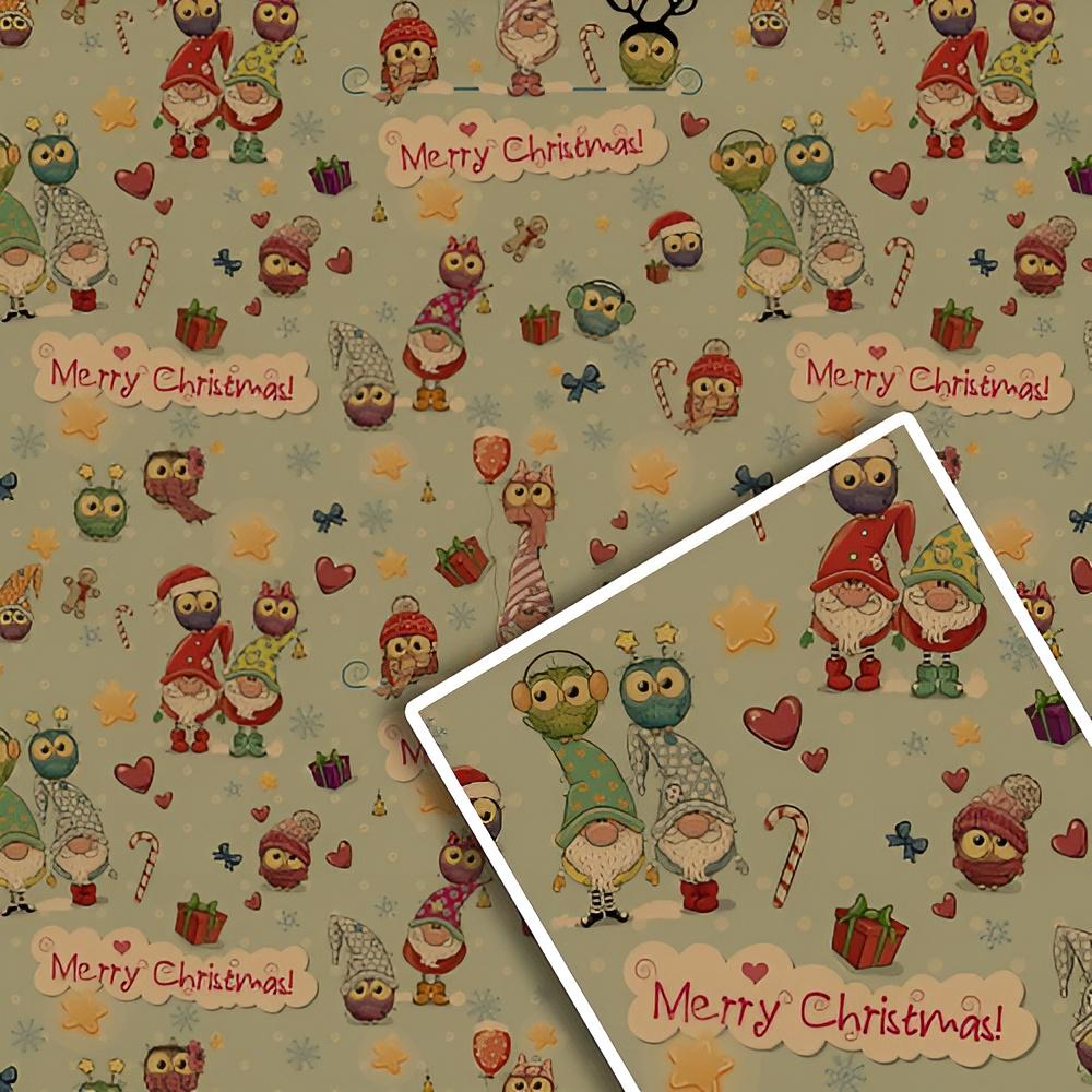 Пакувальний крафт папір Stenson New Year 538K 0,7x1 м 10 аркушів (10970800)