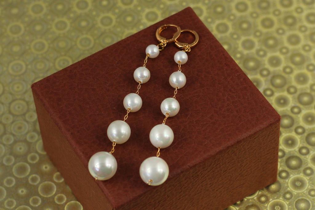 Серьги подвески Xuping Jewelry Философия сфер с жемчугом 9 см Золотистый (2357737251)