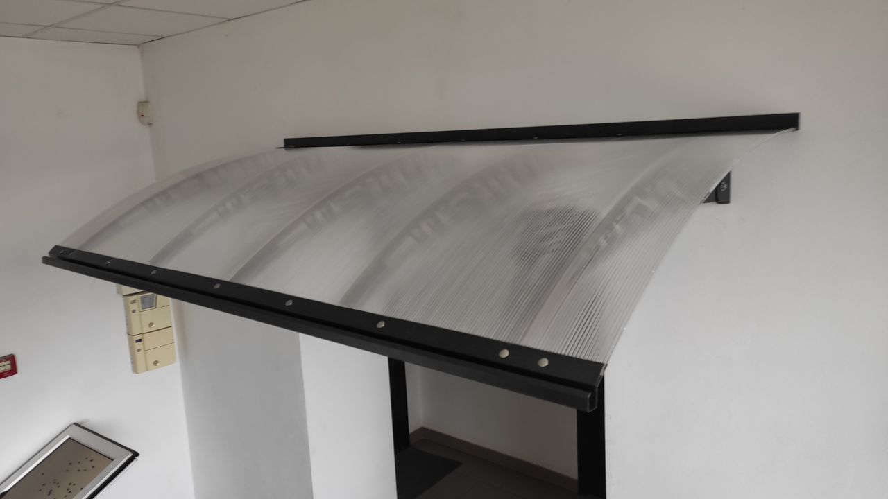 Навес над дверью сборный Dash'Ok Style сотовый 6 мм 4,05x1 м Черный/Прозрачный (21016675)