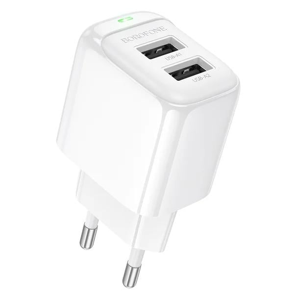 Зарядное устройство сетевое Borofone BAS41A Potential 12W 2xUSB-A White (6941991113741)