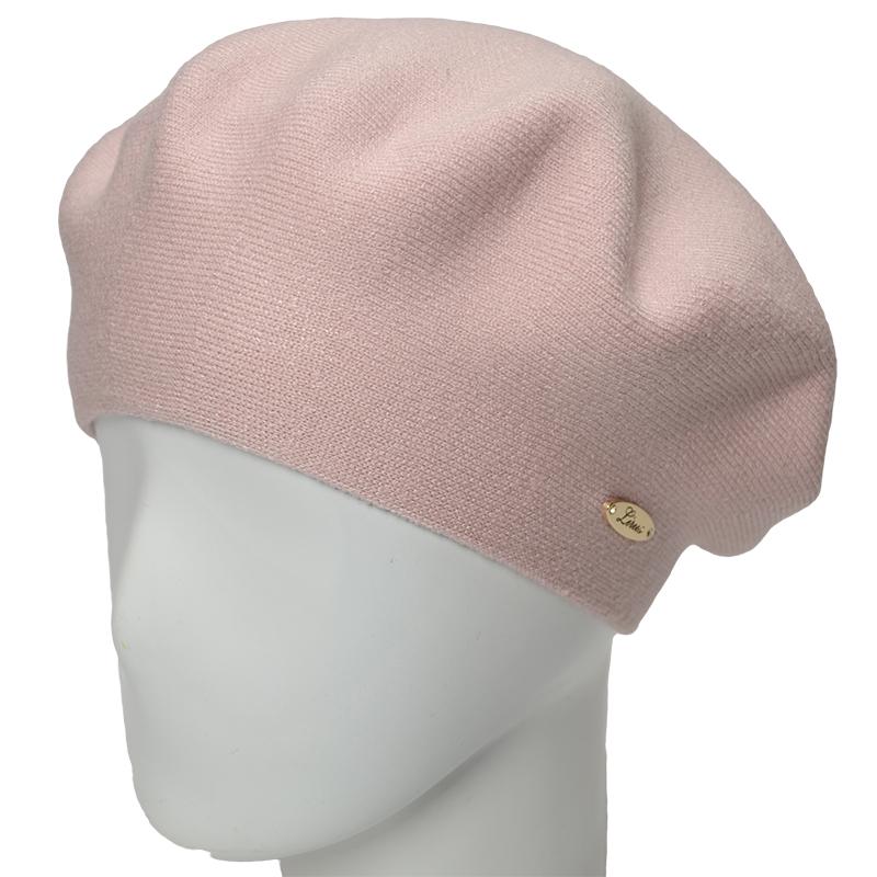Берет женский двойной Novita Софи из вискозы теплый мягкий L р. 57-58 Светлая пудра
