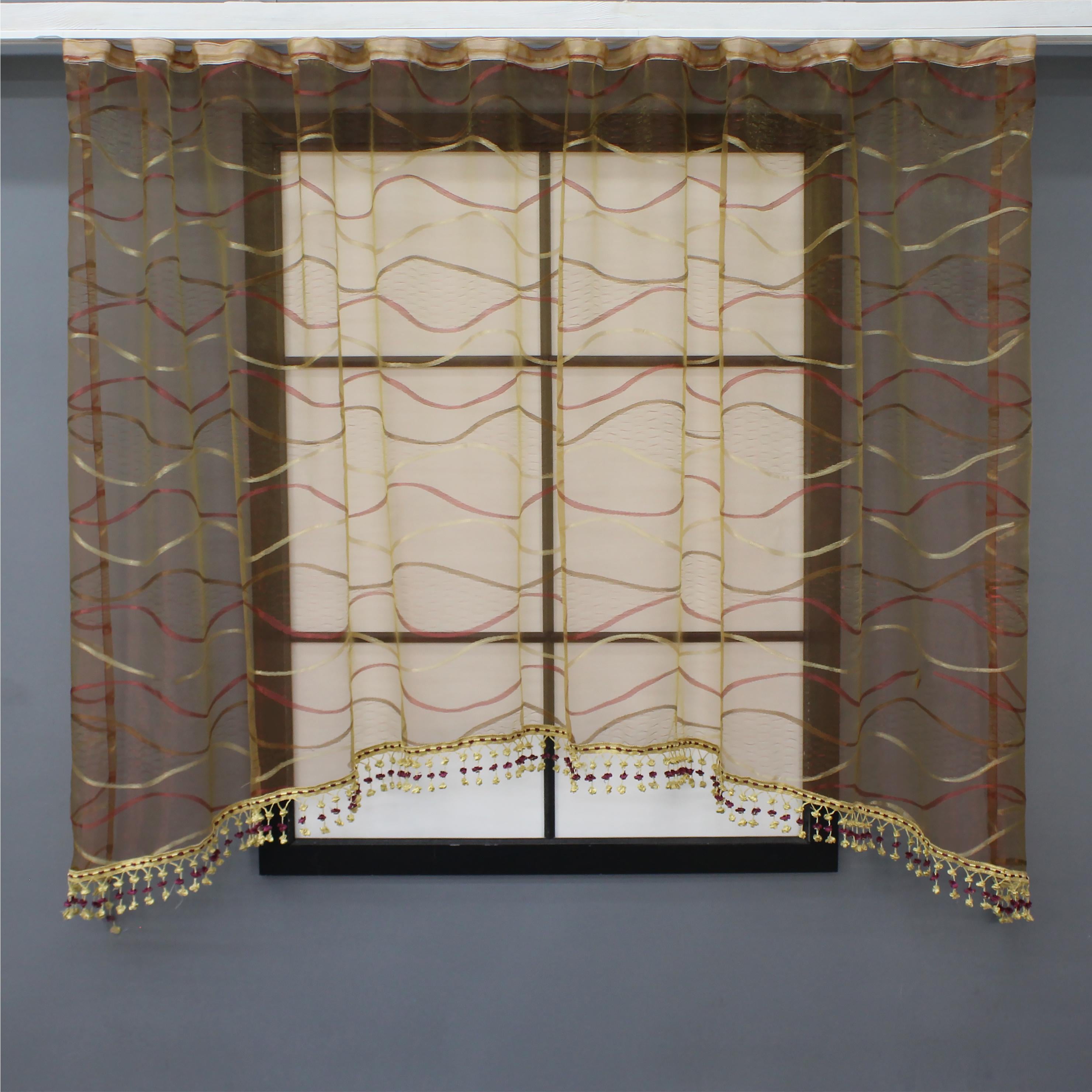 Арка кухонная VR-Textil № 000к с бахромой 280х150 см Бордовый/Золотистый (51-200)