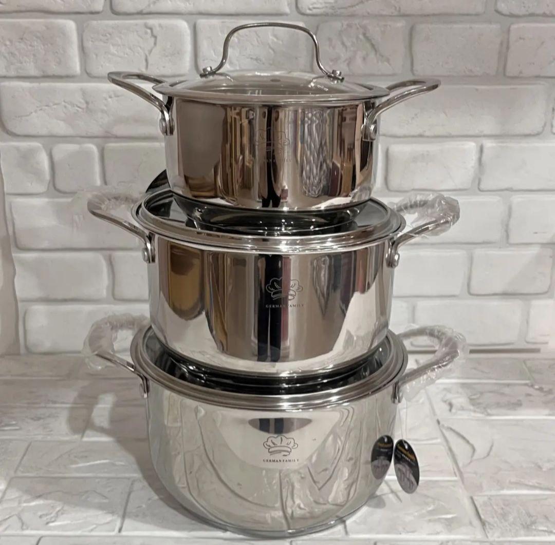 Набір каструль з кришками German Family GF-2070 нержавіюча сталь 6 пр. (GF-2070) - фото 3 Набір каструль з кришками German Family GF-2070 нержавіюча сталь 6 пр. (GF-2070) - фото 3