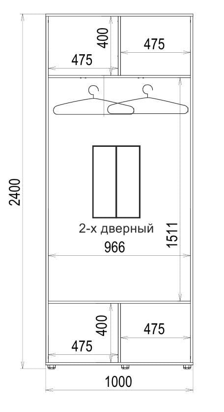 Шкаф-купе Luxe 2 двери Стекло тонированное/Стекло тонированное 103-103 CLS - II 1000x2400x450 мм Венге (37113) - фото 4