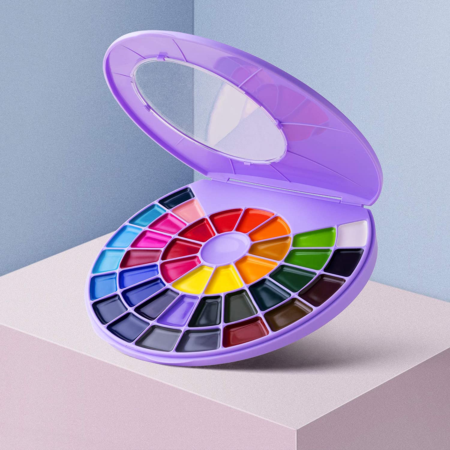 Краски акварельные HIMI Professional 38 цветов с кистью Сиреневая коробка