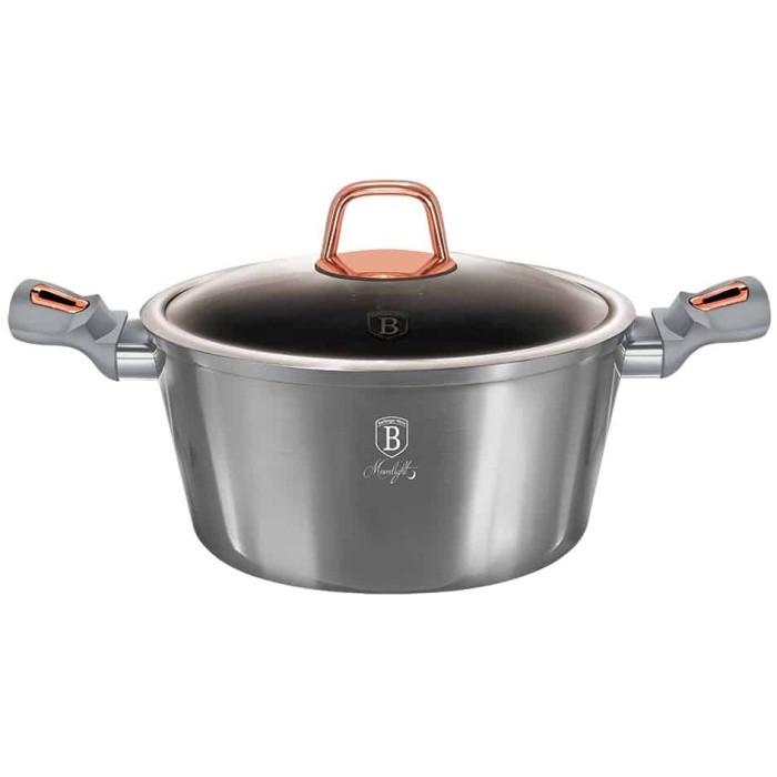 Каструля антипригарна зі скляною кришкою 6,1 л Moonlight (6013-BH)