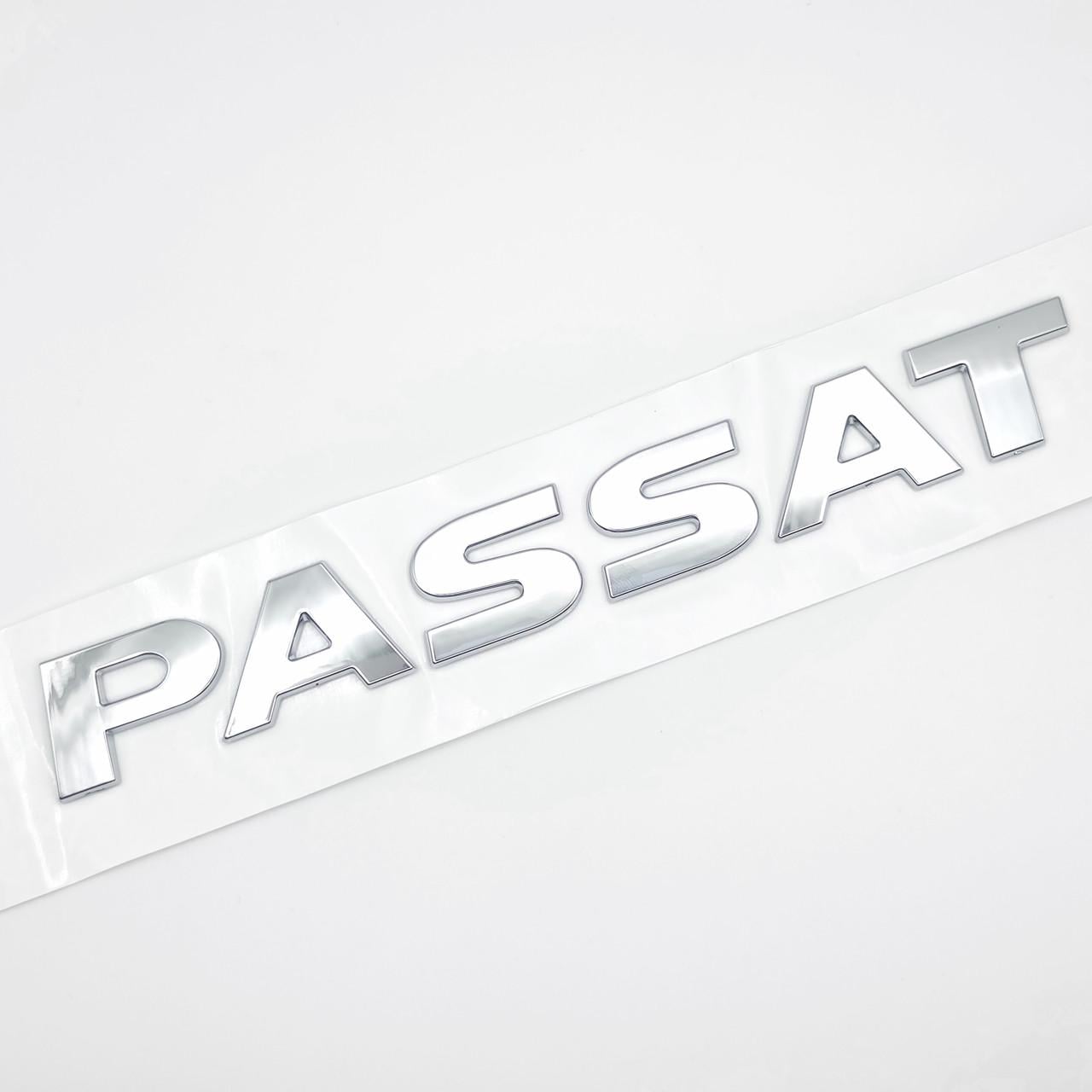 Эмблема надпись Passat Volkswagen 16х2 см ABS Хром глянцевый (3078494401)