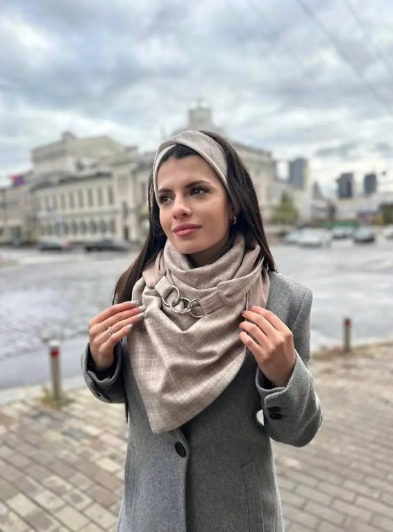 Шарф жіночий My scarf Единбург вовняний Бежевий (30635602)
