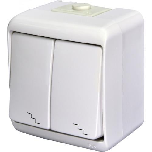 Выключатель лестничный двухклавишный ETI VHE-7 IP54 Белый (4668006)