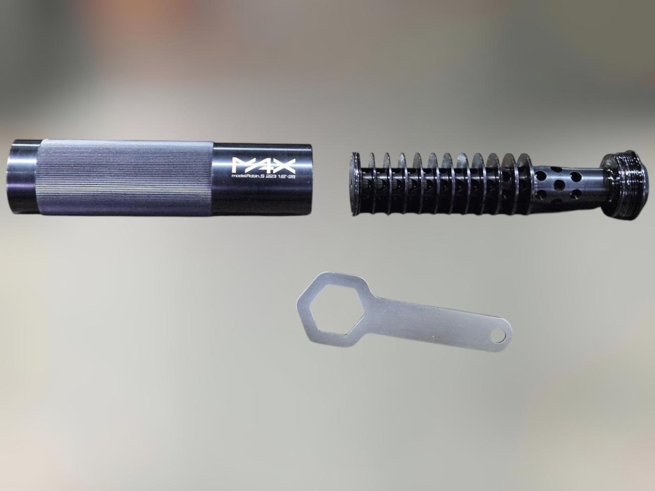 Глушитель MAX model.Robin_S .223/5.56 обновленная версия 1/2x28 разборный дюралюминий саундмодератор AR-15 (244276)