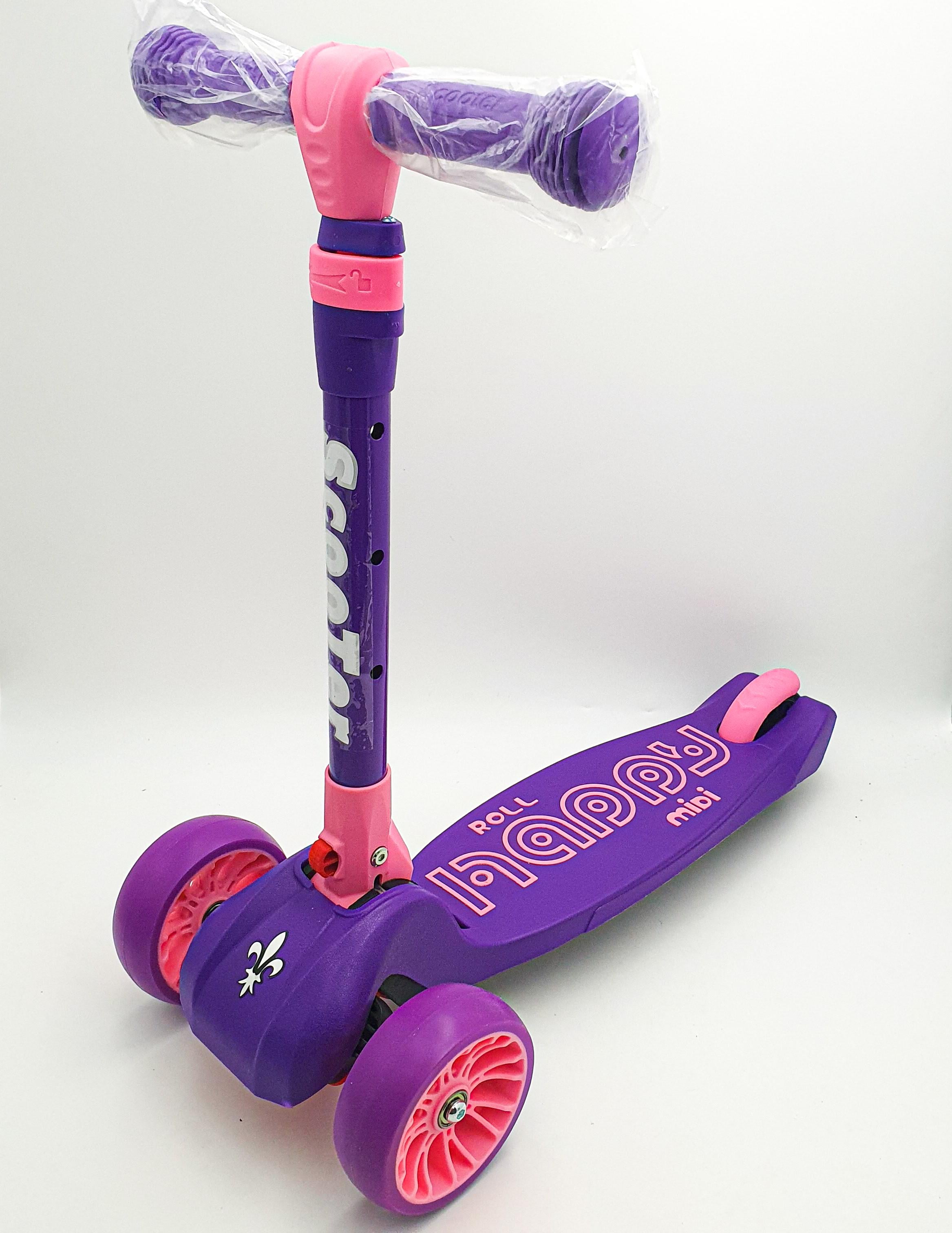 Самокат детский трехколесный Bavarsport 817 с регулируемой ручкой и светящимися колесами Фиолетовый (bfd575be)