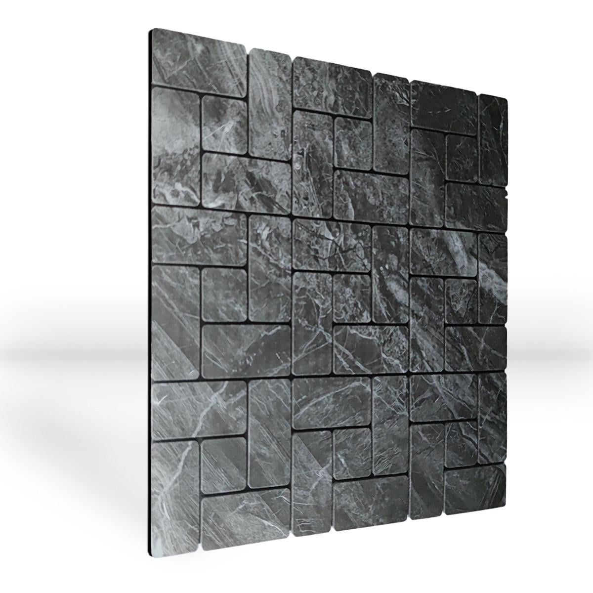 Плитка самоклеящаяся виниловая PET фигуры мрамор 30х30 см 4 мм Черный