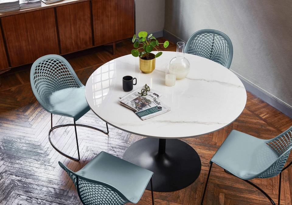 Обеденный стол Infinity Cristalceramica 100 см Calacatta White (T0190D10) - фото 2 Обеденный стол Infinity Cristalceramica 100 см Calacatta White (T0190D10) - фото 2