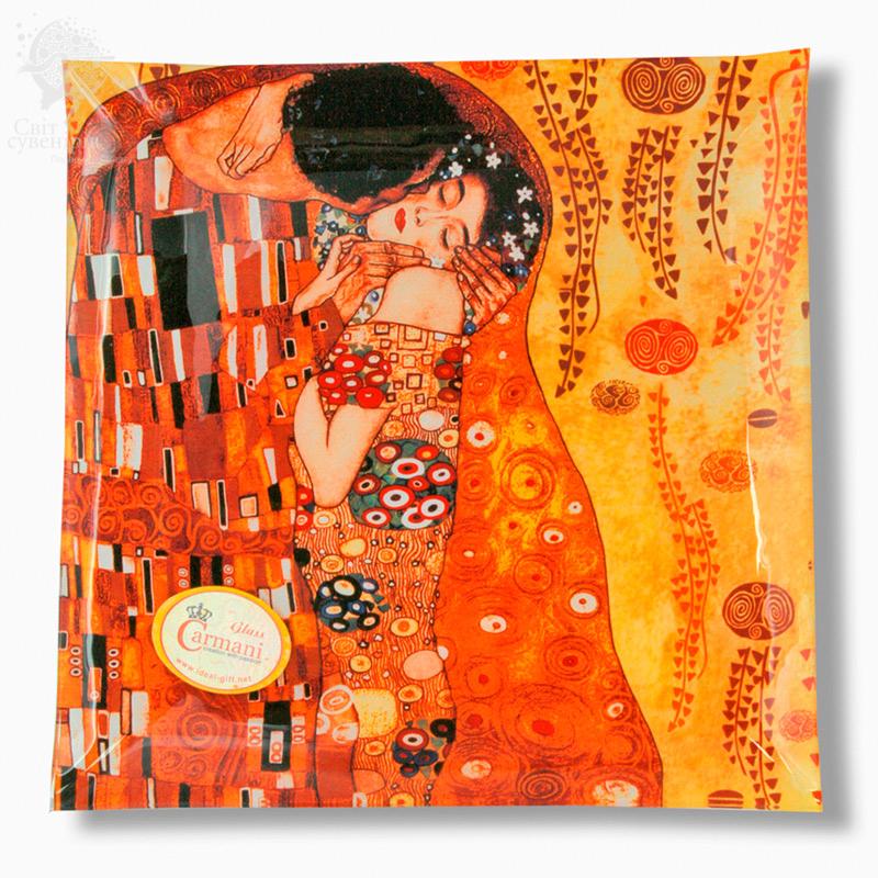 Тарелка стеклянная Carmani Г. Климт Поцелуй 25х25 см (198-1231)