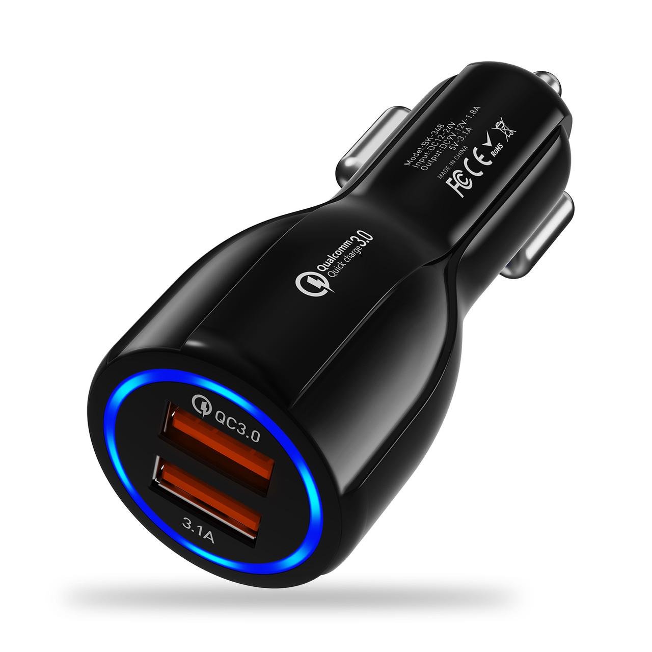 Автомобильное зарядное устройство UC5777 Quick Charge 3.0 2 USB порта Black