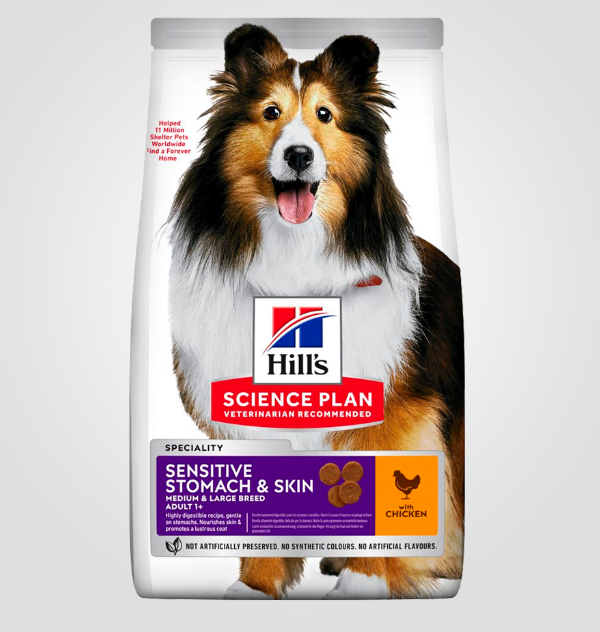 Корм сухой Hill's Science Plan Sensitive Stomach&Skin Medium для собак средних пород с курицей 14 кг (2218409163)