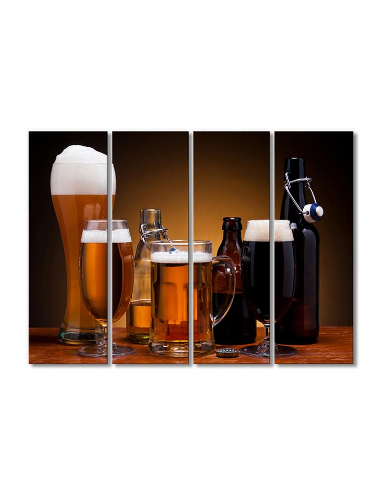 Картина модульная Пиво пенное 4 модуля 90x135 см