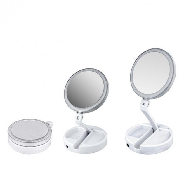 Зеркало косметическое Fold Away Mirror XW-803 10x с подсветкой и органайзером (373103) - фото 4