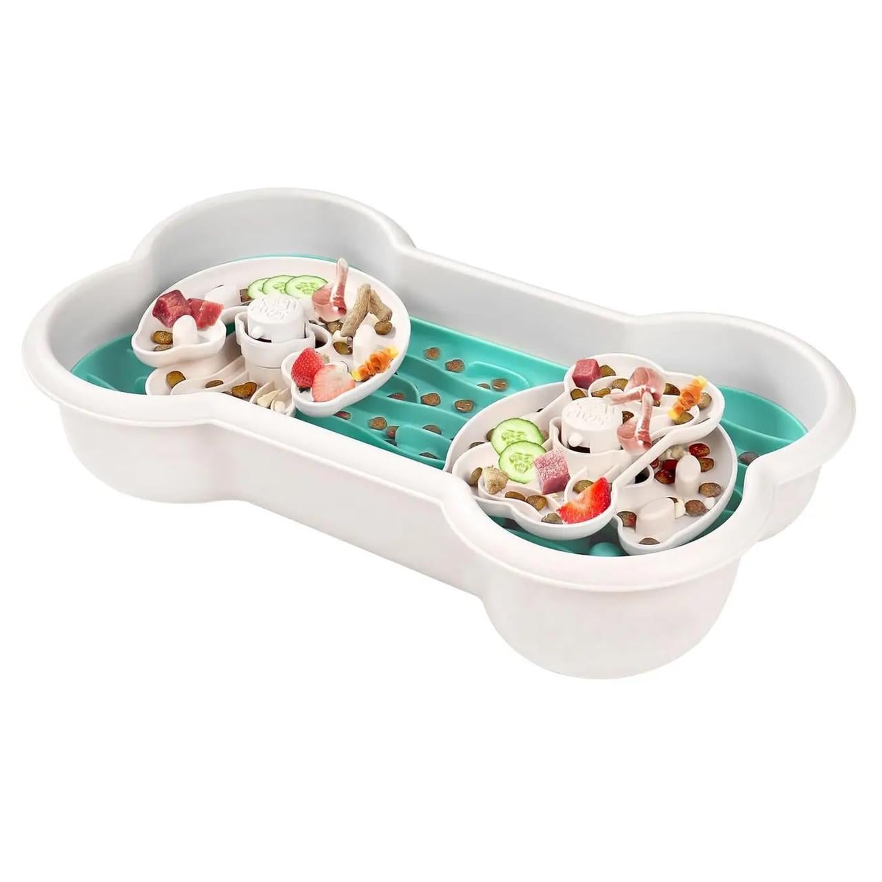 Кормушка-лабиринт для собак RIAS Slow Food Bowl двойная 43х25х7 см White/Green (3_07216) Кормушка-лабиринт для собак RIAS Slow Food Bowl двойная 43х25х7 см White/Green (3_07216)