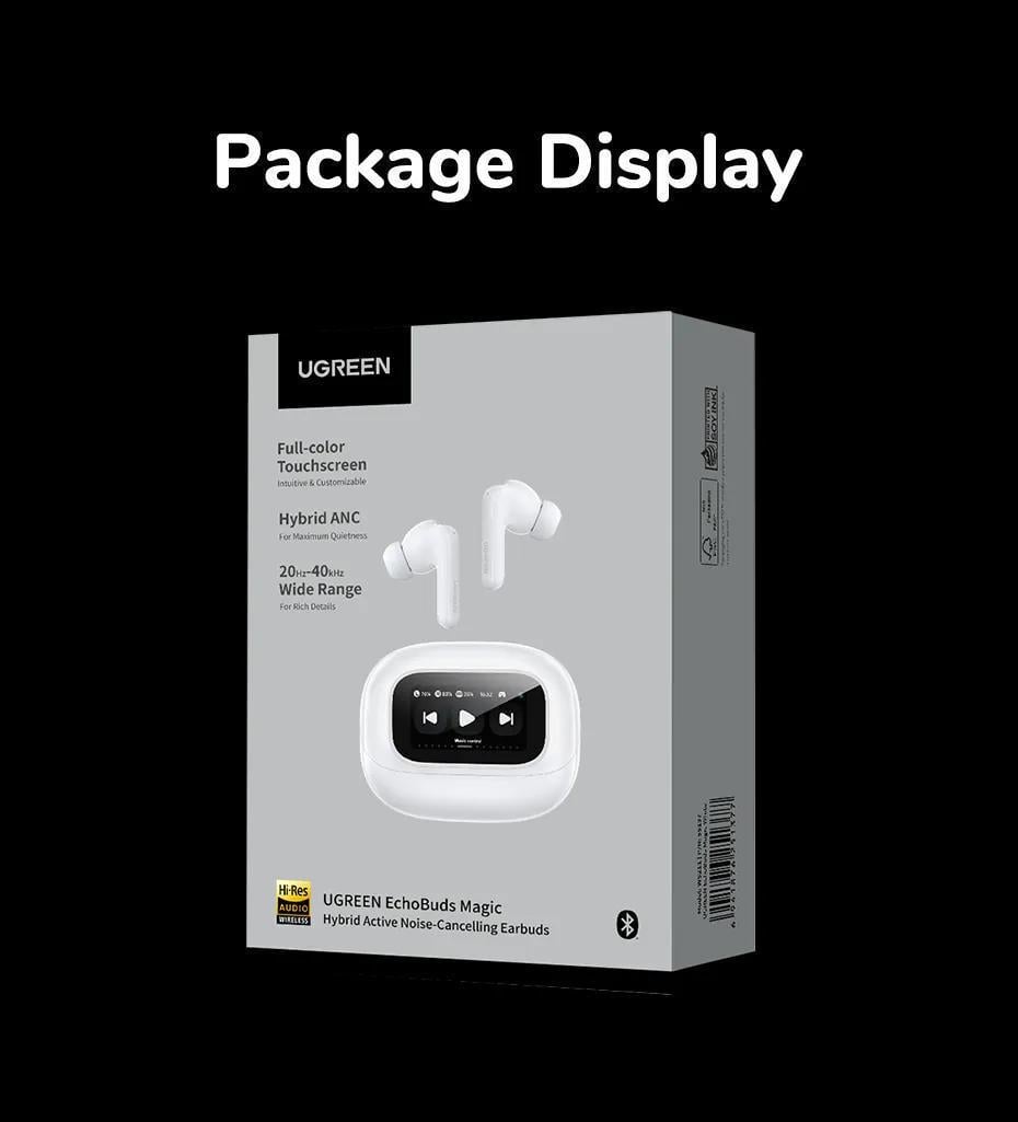 Навушники бездротові UGREEN EchoBuds Magic Кейс з LCD екраном ANC 52 дБ Hi-Res Audio LDAC Bluetooth 5.4 Білий (55137) - фото 14 Навушники бездротові UGREEN EchoBuds Magic Кейс з LCD екраном ANC 52 дБ Hi-Res Audio LDAC Bluetooth 5.4 Білий (55137) - фото 14