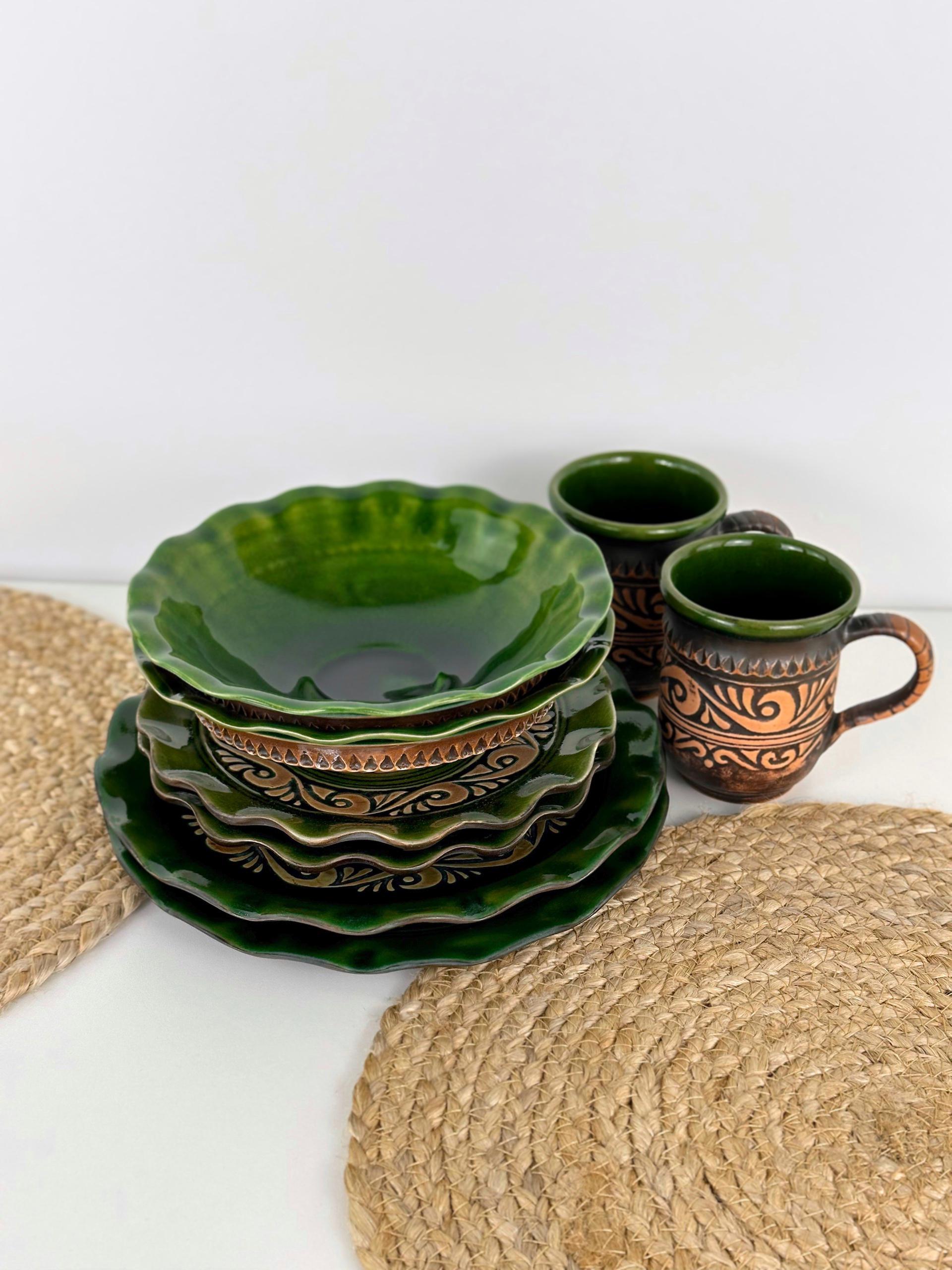 Набор глиняной посуды для обеда на 2 человек Гражда Коричневый (17019-8) - фото 2 Набор глиняной посуды для обеда на 2 человек Гражда Коричневый (17019-8) - фото 2