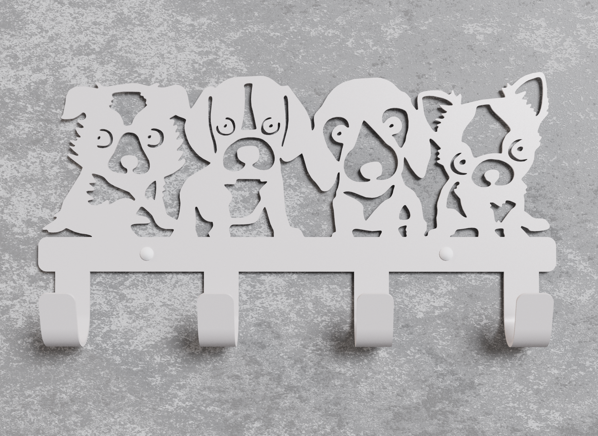 Вешалка настенная Loft-Craft Щенки из металла Белый (AM-003-wh)