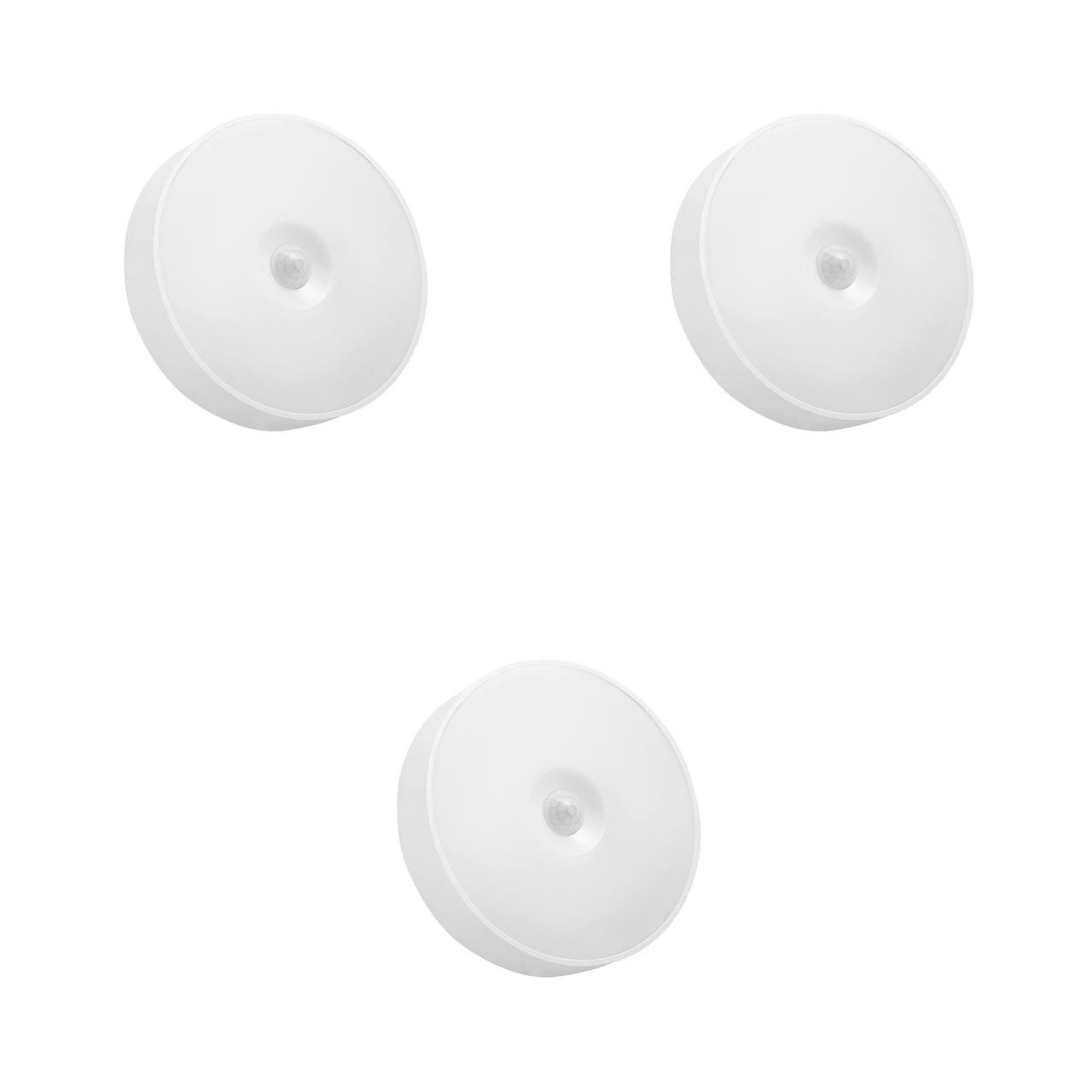 Світильник з датчиком руху акумуляторний 3 шт. Теплий білий (3030)