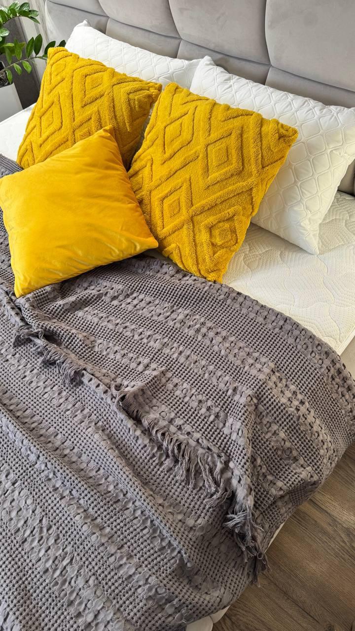 Покривало піке вафельне Євро 200х230 см Графіт (П4К-mur-vaf-pl-001-02) - фото 2 Покривало піке вафельне Євро 200х230 см Графіт (П4К-mur-vaf-pl-001-02) - фото 2