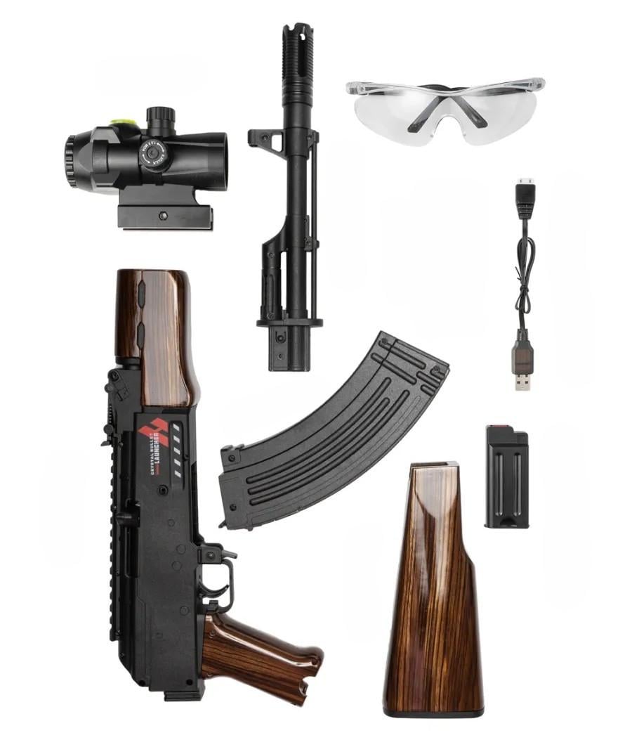 Автомат игрушечный Орбиган AK-47 на орбизах 80 см аккумуляторный и 10000 орбизов Коричневый с черным - фото 6 Автомат игрушечный Орбиган AK-47 на орбизах 80 см аккумуляторный и 10000 орбизов Коричневый с черным - фото 6