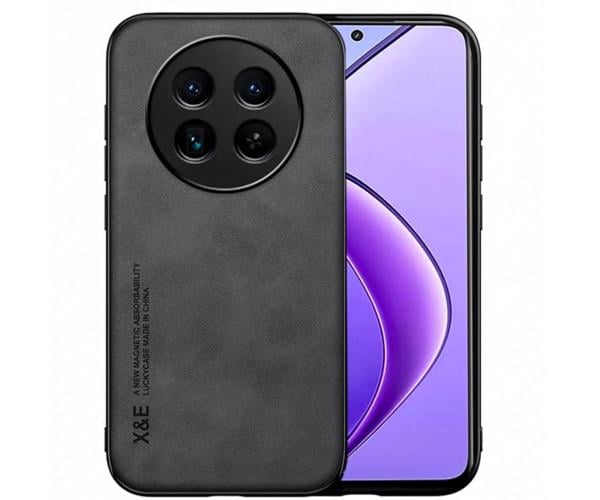 Кожаный чехол - накладка X&E для Realme 12 5G / 12X с металлической вставкой Черный